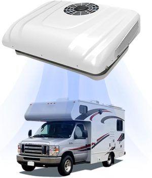 12V Automotive AC Uint, Truck Electric Air Conditioner with 360° Rotating Air Outlet, Lower Noise, Undervoltage Protection and Three Working Modes, for Trucks, RVs, Buses, Excavators