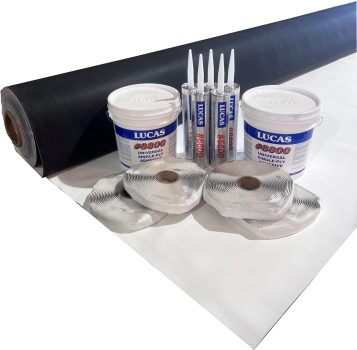 PVC RV Rubber Roof Kit 45 mil | 9’6” Wide x 10′-40′ Long RV (Camper) Roof Repair (40′), White, (RVK45PVCW95)
