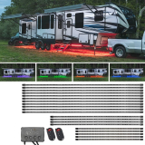 LEDGlow 20pc Million Color Slimline RV Camper LED Underglow Accent Lighting Kit for 45ft+ Recreational Vehicles – 10 Solid Colors – 13 Unique Patterns – Music Mode – Includes Control Box & Remotes